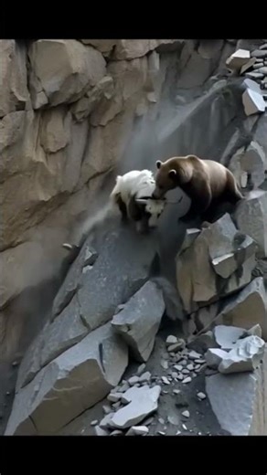 Himalayan White Yak vs. Tibetan Brown Bear on a Himalayan cliff! 🐂🆚🐻🏔️😱🔥#shorts