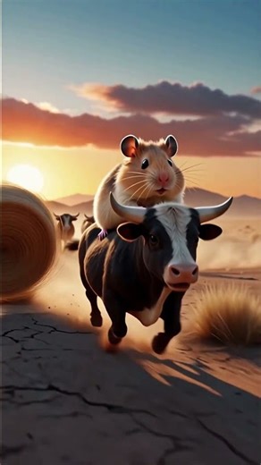 Cowboy Hamster! Riding a Mini Bull in the Rodeo 🤠🐹