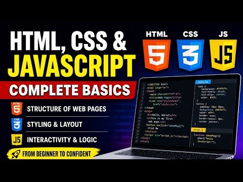 HTML, CSS & JavaScript Complete Basics | Easy Explanation with Examples