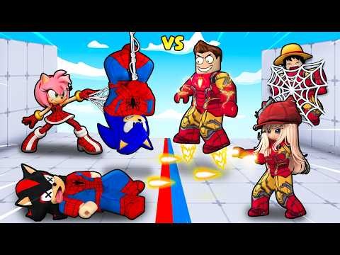 RIVALS IRONMAN VS SPIDERMAN CHALLENGE IN ROBLOX !!