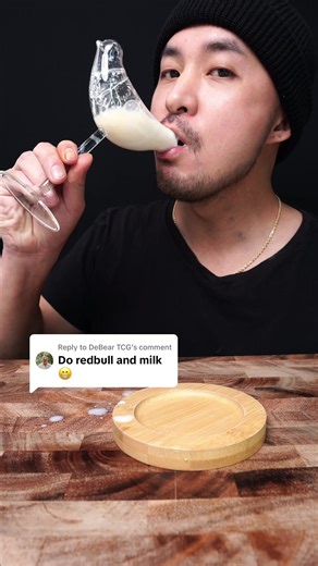 Replying to @DeBear TCG #asmr #drink #milk #sleep | red bull and milk