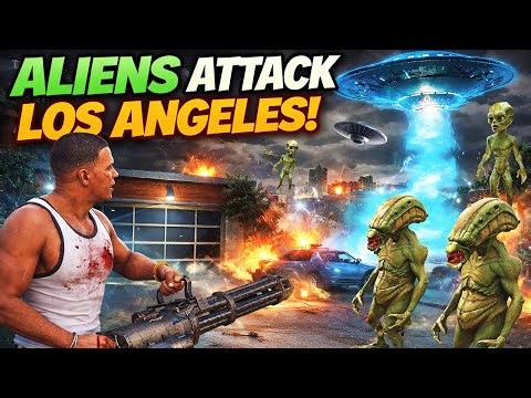 ALIENS Attack Los Angeles in GTA 5 👽🔥 | Franklin Fights Back!