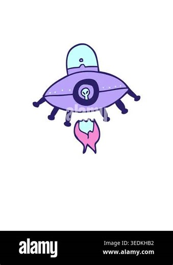 rise and float animation of cartoon doodle alien spaceship Stock Video Footage - Alamy