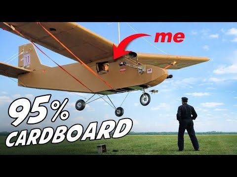 Flying Inside A CARDBOARD airplane (Manned flight!) 