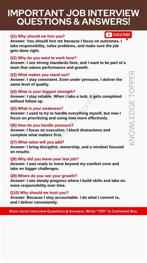 10 Highly Asked Interview Questions and Answers