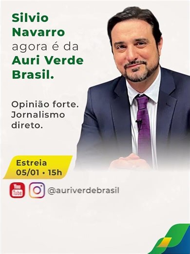 Silvio Navarro estreia na Auri Verde Brasil no dia 05/01, às 15h.