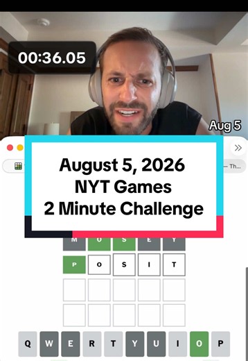 Day 647 | August 5, 2026 NYT Games 2 Minute Challenge #wordle #crossword
