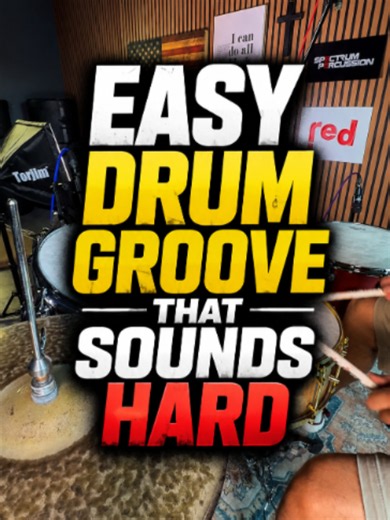 Easy drum groove for beginners that sounds hard. Learn this simple drum beat to improve coordination, timing, hand control, sticking, and movement around the drum set. Beginner drum lesson for self-taught drummers learning new drum grooves and drum patterns. #drumgroove #beginnerdrummer #drumlesson #drumming #learndrums
