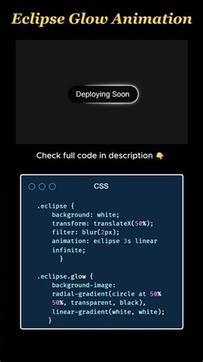 Eclipse Glow Button Animation with CSS 🔥 #coding