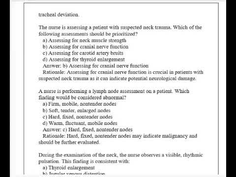 NURSING CLINICALS Neck Examination Practice Assessment Q & A 2026 (Complete And Verified Study