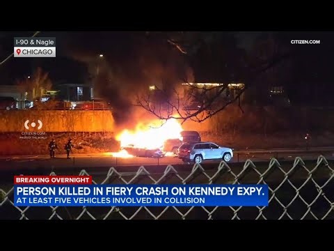 1 killed in fiery 5-vehicle crash on Kennedy Expressway in Chicago