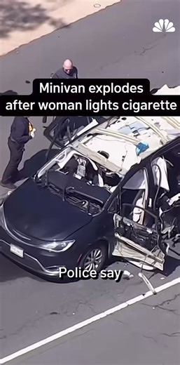 Woman accidentally blew up the minivan she was driving when she lit a cigarette, unaware that a propane tank was leaking inside the vehicle.This happened in Fairfax County, Virginia, on Thursday.The vehicle's entire roof was blasted off, windows were blown out, and door panels split into pieces. Parts of the car were found 100 feet away.The explosion shook houses and knocked pictures off the walls.Investigators believe that with temperatures in the 30s, the driver likely had the windows rolled u