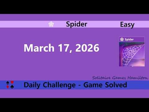 Microsoft Solitaire Collection | Spider Easy - March 17, 2026 | Daily Challenges