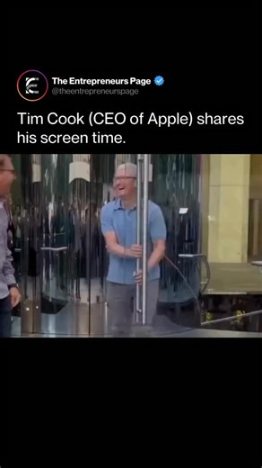 The Entrepreneurs Page on Instagram: "Even Apple’s CEO, Tim Cook, admits he wasn’t immune to too much screen time — and that’s saying something. 📱 In a recent interview, Cook shared that after checking his own iPhone usage through Apple’s Screen Time feature (introduced in iOS 12 to help people track and manage device use), he was shocked to see how often he was picking up his phone — way more than he expected. 👀 That realization pushed him to make some real changes: he cut down on notificatio