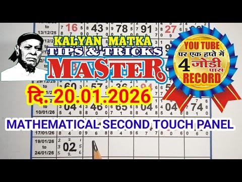 KALYAN MATKA TIPS AND TRICKS MASTER 20.01.2026 KALYAN TODAY TEBLE TRICK LINE JODI