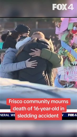 Elizabeth Angle, a 16-year-old sophomore at Wakeland High School, died on Sunday after a sled being towed by a Jeep struck a tree in Frisco. A second 16-year-old girl remains on life support following the crash. There is now a memorial at the scene of the crash and Angle's school is preparing to honor her during second period once classes resume. | FOX 4 News