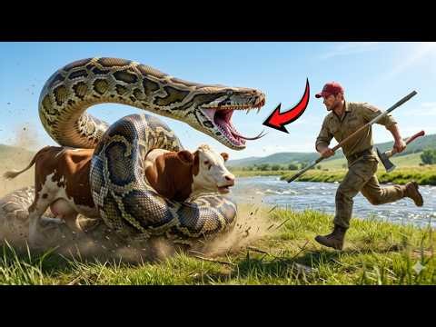 Heroic Rescue Team Saves Innocent Cow from GIANT Python Attack