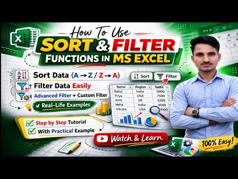 HowToUse Sort and Filter Functions inMS Excel | SortFunctionExcel Filter Function inExcel #computer