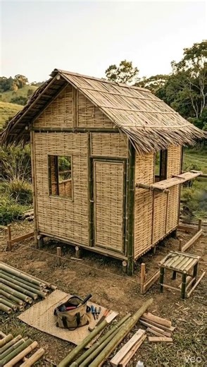 Small Bamboo House Construction – 10×10 Eco-Friendly Home Build#shorts#Ai#viral
