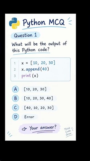 🐍 Python MCQ Challenge #1 | Can You Guess the Output? 🤔🔥 #coding #education #pythonlanguage #tech