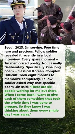 Jin Spent His Entire Military Service Memorizing One Poem to Recite to Each Member