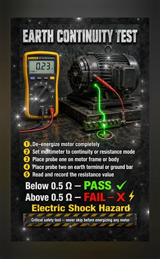 Earth Continuity Test ⚡ Motor Earthing Safety Check Procedure