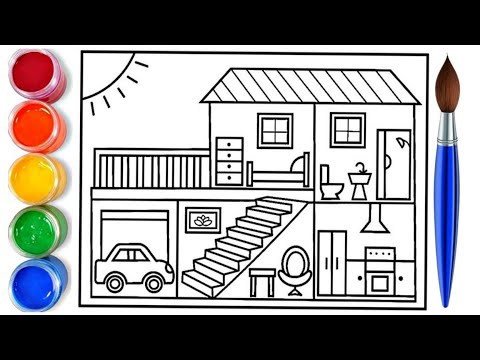 How to draw easy big house | easy drawing step by step for kids 