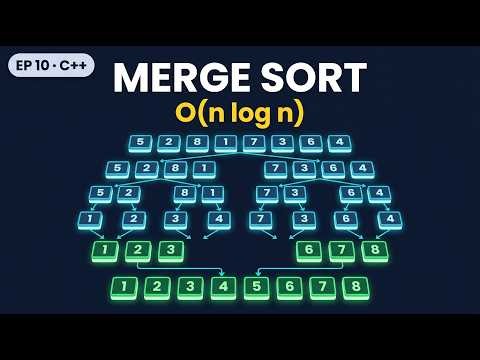 Merge Sort Algorithm Explained With C++ Code | Animated | Divide & Conquer, O(n log n) Explained