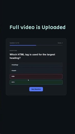 Build this unique quiz frontend project using html, css and js #shorts #coding #programming