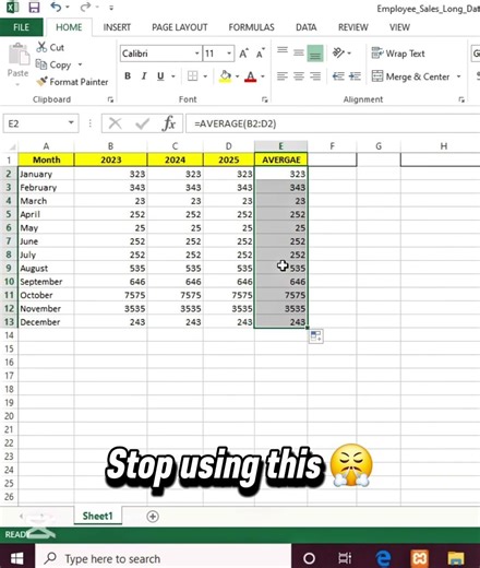 Excel Average Formula in 10 Seconds||Calculate Average in 5 Seconds ⏱️||Excel tips || Shutcuts.