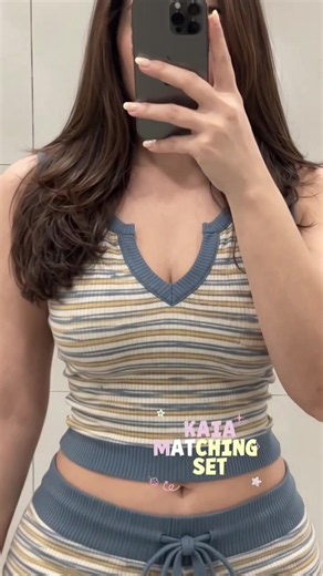Matching Striped Two-Piece Set — Comfy V‑Neck Lounge Outfit