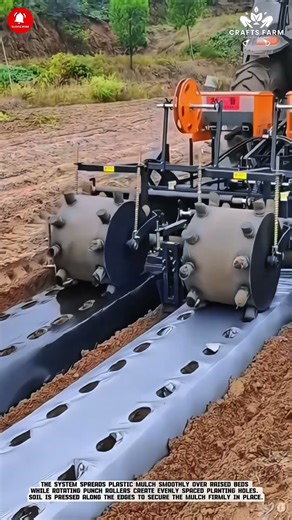 Automatic Plastic Mulch Laying Machine: Integrated Bed Covering and Hole Punching System