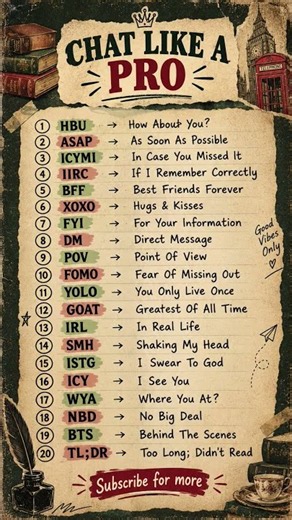 Chat like a pro | chat abbreviations | GenZ slangs | chat like GenZ #genz #english #learnenglish