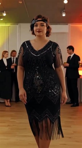 Best-seller: plus Size 1920S Art Deco Fringed Sequin Dress Flapper Gatsby Costume Dress for Women