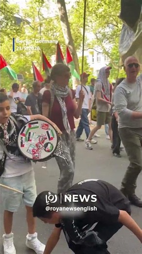 Children tell ‘Israeli’ flag carrier “shame on you” at Berlin Gaza protest