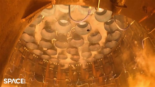 See SpaceX Starship lift off from beneath in launch mount view