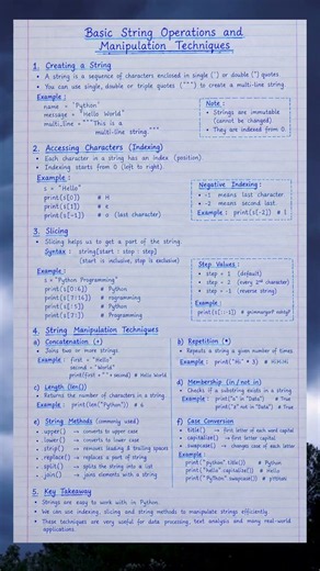 Python , input and output operations and basic string operations.