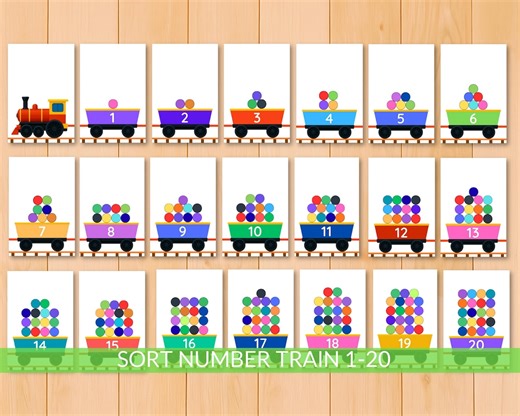 Train Counting Cards 1 20, Number Sorting, Preschool Math Activity, Numbers Sequencing, Count Activity - Etsy UK