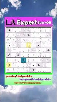 Los Angeles Times Daily #Sudoku 2026-01-09 Expert #puzzle #games #education #braingames