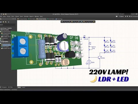 220V Automatic Lamp Circuit: LDR Sensor + LED Array | Schematic + PCB Design in Altium Designer