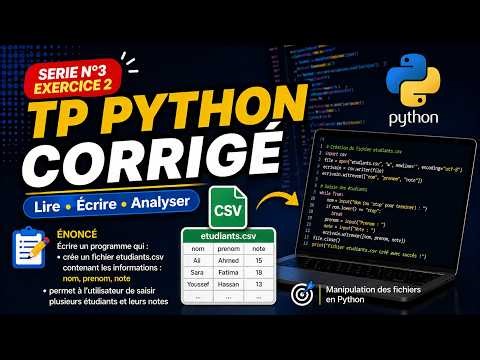 TP Python Corrigé – Série N°3 Exercice 2 | Fichier CSV (Étudiants, Moyenne, Meilleure note)