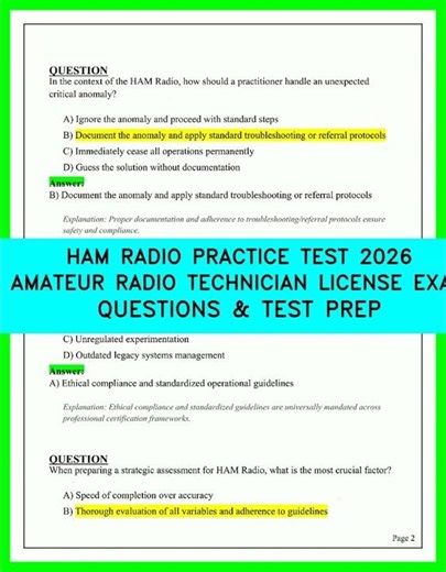 2026 Ham Radio Technician License Exam Full Practice Test Questions And Study Prep Guide