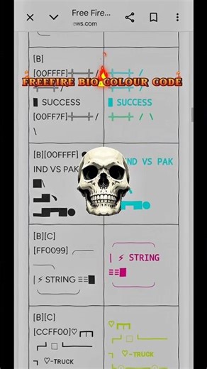 Free Fire Bio Colour Code Style 🫴⭐