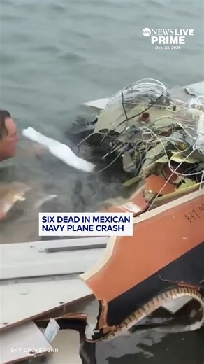 New video shows the aftermath of a Mexican Navy plane crash near Galveston, Texas, on Monday that killed six people and set off a search in waters along the Texas coast. | ABC News
