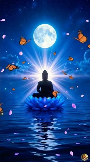 BUDDHA KI RAH 🍁🪷 magical buddha meditation under a purple blossom sky 🌌✨ | inner peace #shorts