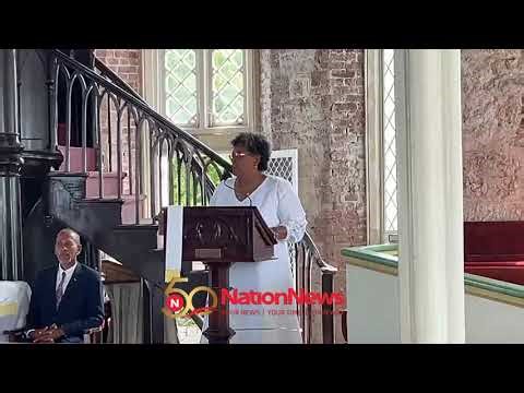 Prime Minister Mia Mottley addresses Founders' Day crowd