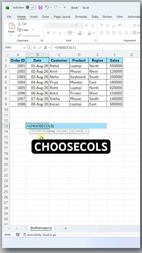 🔥 Extract Only the Columns You Need in Excel! | CHOOSECOLS Formula