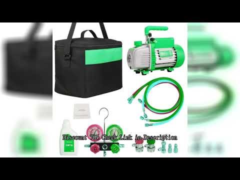 SucceBuy 3.5CFM 4CFM Single Stage Rotary Vane HVAC Air AC Vacuum Pump & A/C Refrigerant Kit Manifold