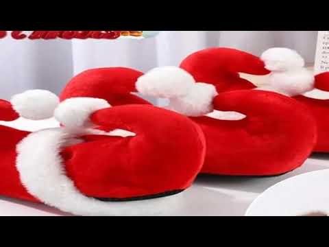 Christmas Santa Claus Slippers Non-Slip Cozy Toe Cover Soft Cotton Adult Party Holiday Decor