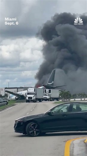 Plane with an Amazon logo crashes outside Miami airport